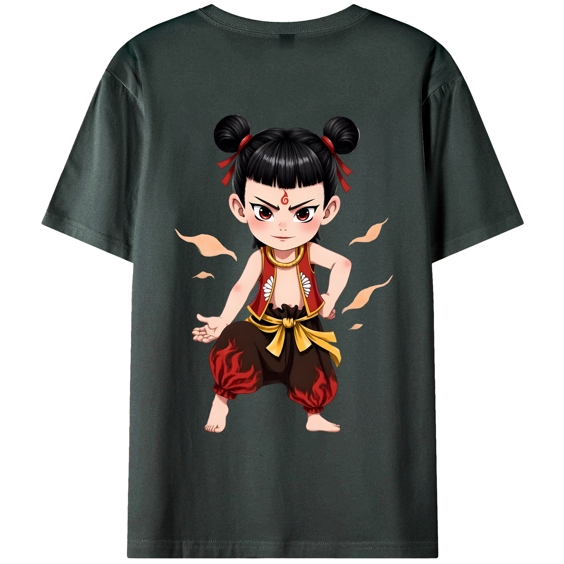 （画像用） Ne Zha 2 ナタ 魔童の大暴れ 綿100％ メンズ半袖Tシャツ（バックプリント） 通気性